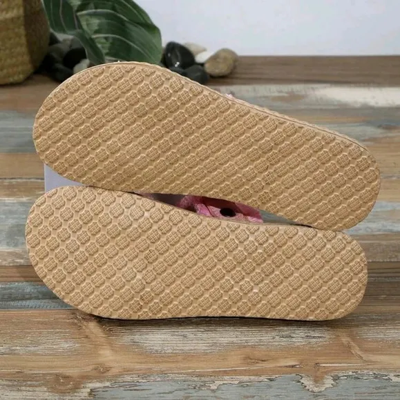 Women Pink Bohemian Style Elastic Double Wear Round Toe Flat Sandals