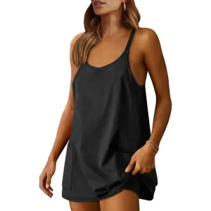 Women Summer Mini Romper Workout Sport Outfits Shorts Trendy Vacation Dress