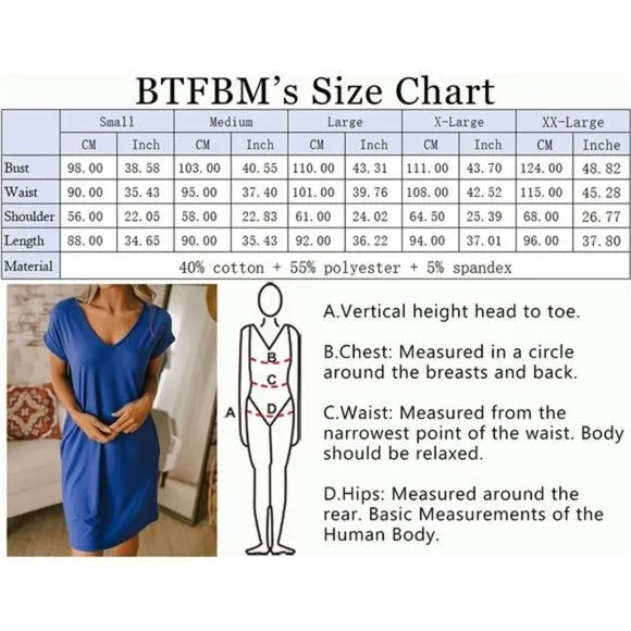Women V-Neck Short Sleeve Summer Dresses Blue