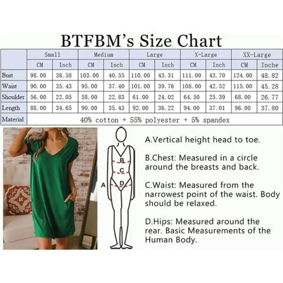 Women V-Neck Short Sleeve Summer Dresses Green
