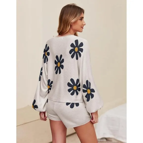 Women White Lounge Wear Sets Long Sleeve Sweatsuit Matching 2 Piece Outfits