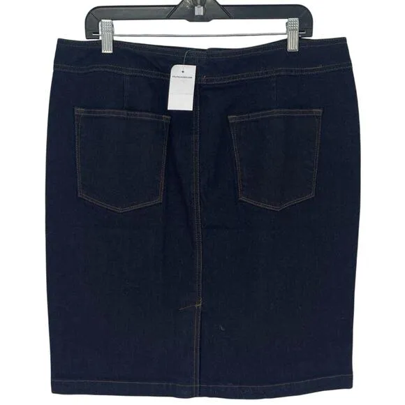 Women's 14 Lauren Jeans Co. Premium Dark Denim Skirt with Suede Detail