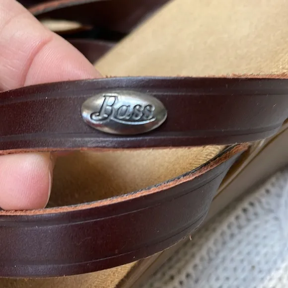 Women's 9W Sunjuns G.H. Bass &amp; Co Brown Sandals Sheila 2” wedge heel leather