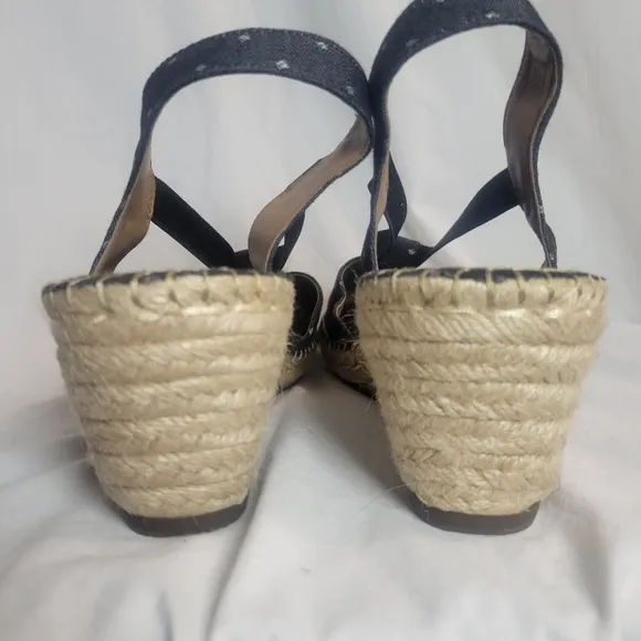 Women's Clarks Petrina Kaelie Black White Polka Dot Espadrille Wedge Sandals Sz9
