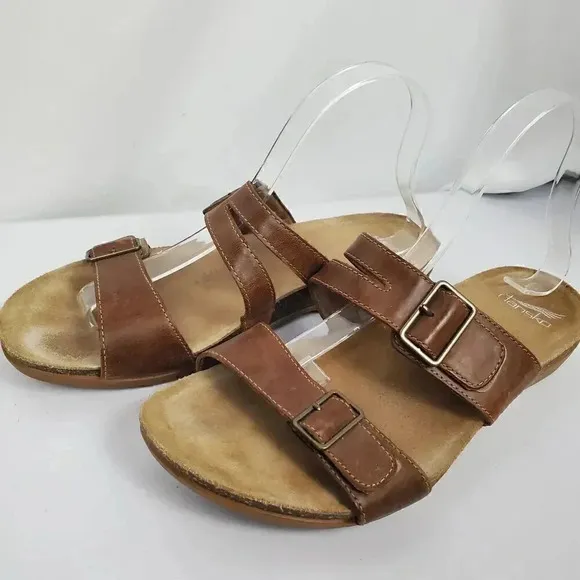 Women's DANSKO Vintage Comfort Wedge Heeled Leather Open Toe Sandals SZ 41
