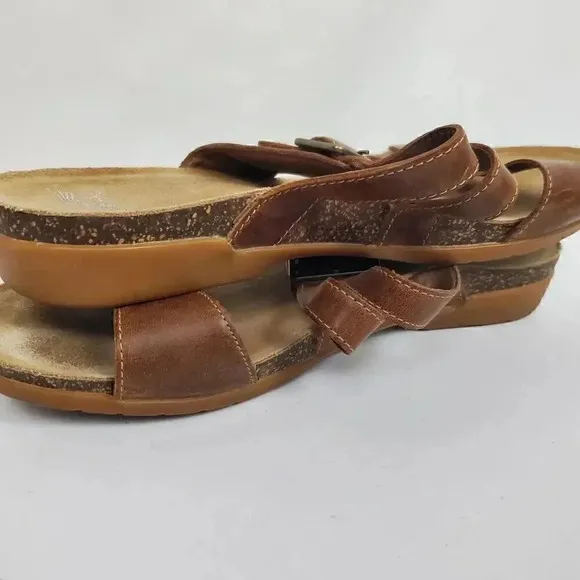 Women's DANSKO Vintage Comfort Wedge Heeled Leather Open Toe Sandals SZ 41