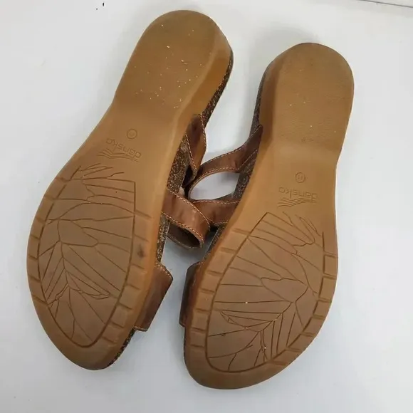 Women's DANSKO Vintage Comfort Wedge Heeled Leather Open Toe Sandals SZ 41