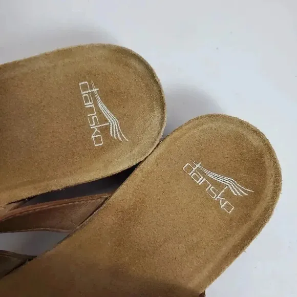 Women's DANSKO Vintage Comfort Wedge Heeled Leather Open Toe Sandals SZ 41