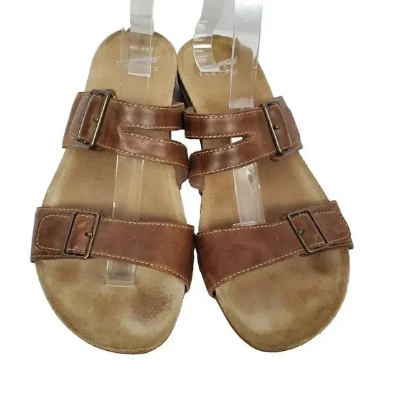 Women's DANSKO Vintage Comfort Wedge Heeled Leather Open Toe Sandals SZ 41