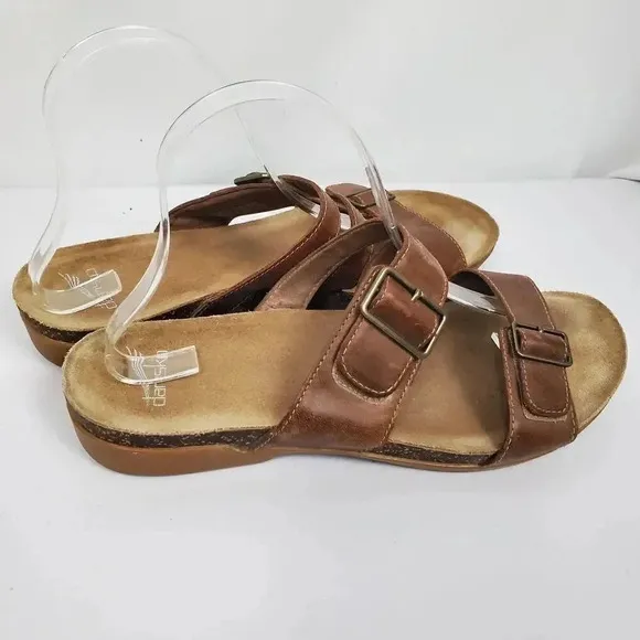 Women's DANSKO Vintage Comfort Wedge Heeled Leather Open Toe Sandals SZ 41