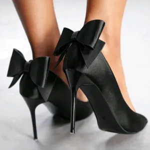 Women's Fashion High Heel Pointed Toe Pumps With Bowknot, Suitable For Parties