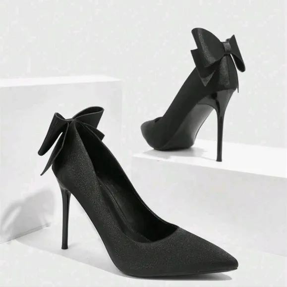 Women's Fashion High Heel Pointed Toe Pumps With Bowknot, Suitable For Parties