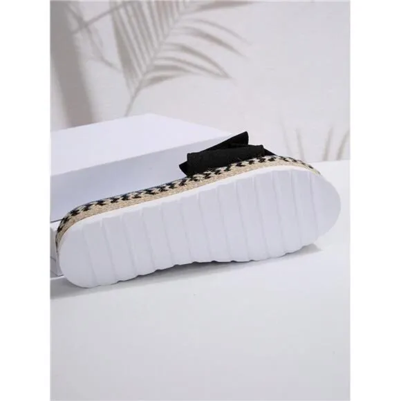 Women's Fashion Satin Bow Decoration  Bottom Fisherman Style Sandals