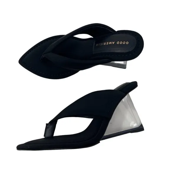 Women’s Good American Clear Wedge Sandals Size 11 Neoprene GA077N-X