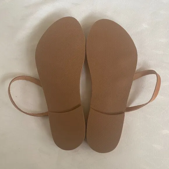 Women's Greek Leather Strappy Sandals Tan Beige Ankle Wrap Size EU 38 US 7.5