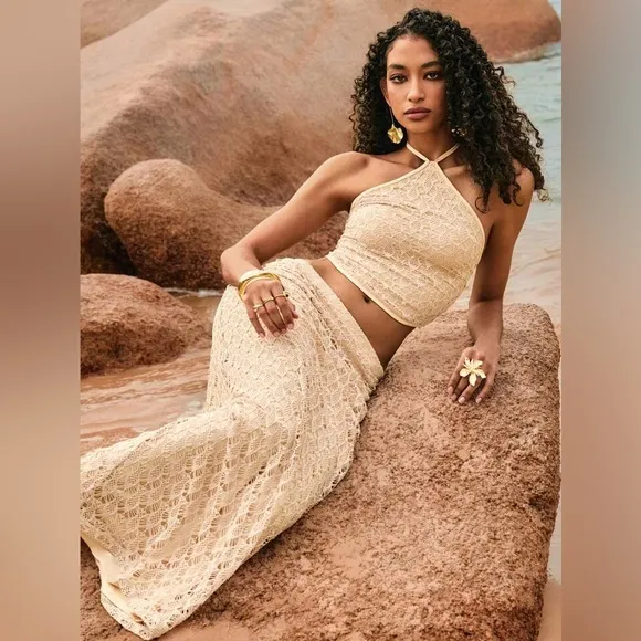 Women’s Lace 2-Piece Set – Sleeveless Top &amp; Mini Skirt, Holiday Outfit
