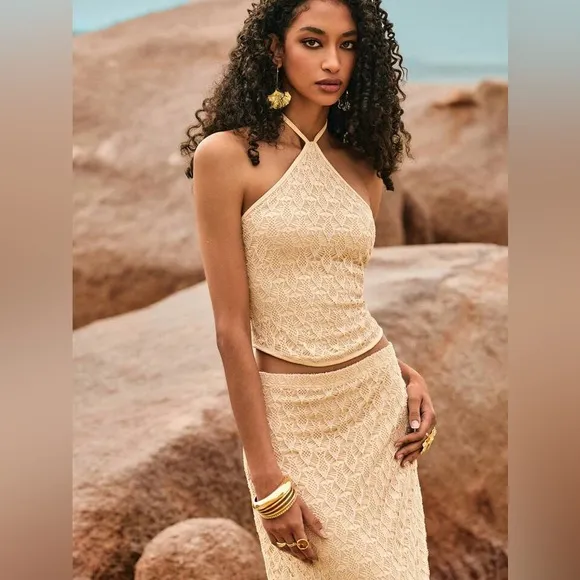 Women’s Lace 2-Piece Set – Sleeveless Top &amp; Mini Skirt, Holiday Outfit