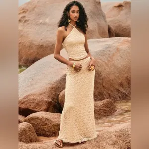 Women’s Lace 2-Piece Set – Sleeveless Top &amp; Mini Skirt, Holiday Outfit