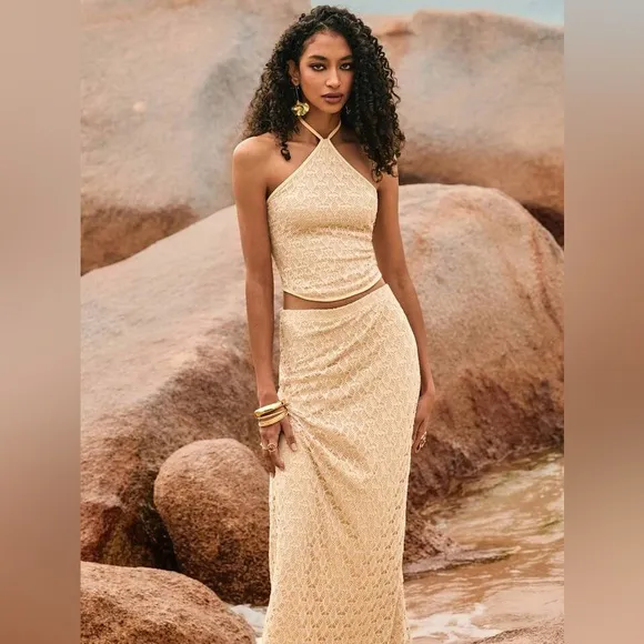 Women’s Lace 2-Piece Set – Sleeveless Top &amp; Mini Skirt, Holiday Outfit