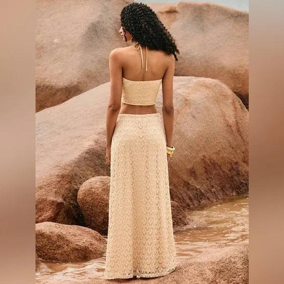 Women’s Lace 2-Piece Set – Sleeveless Top &amp; Mini Skirt, Holiday Outfit