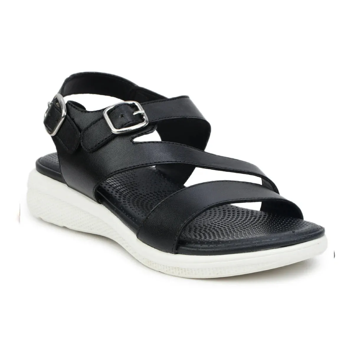 Women’s Leather Sandals 7575 – Classic Design with Buckle & Chunky Sole