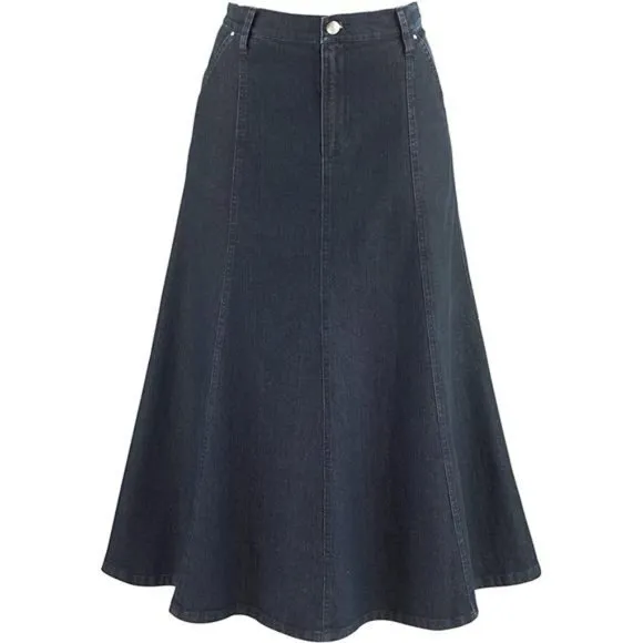 Women's Long Denim Skirt Blue Jean Skirts Midi Length