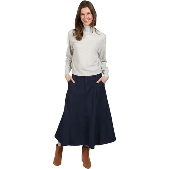 Women's Long Denim Skirt Blue Jean Skirts Midi Length