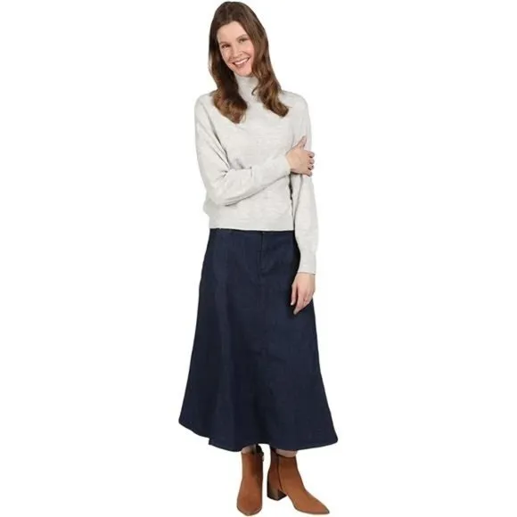Women's Long Denim Skirt Blue Jean Skirts Midi Length