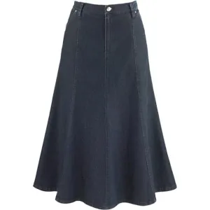 Women's Long Denim Skirt Blue Jean Skirts Midi Length