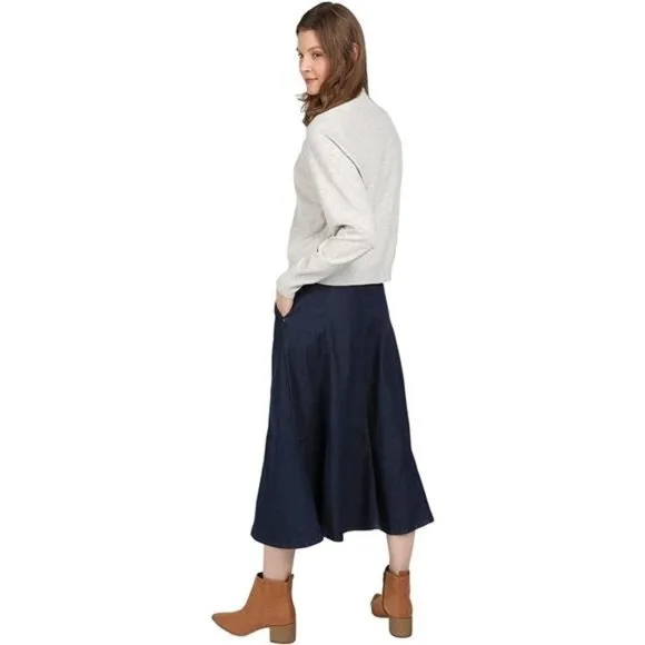 Women's Long Denim Skirt Blue Jean Skirts Midi Length
