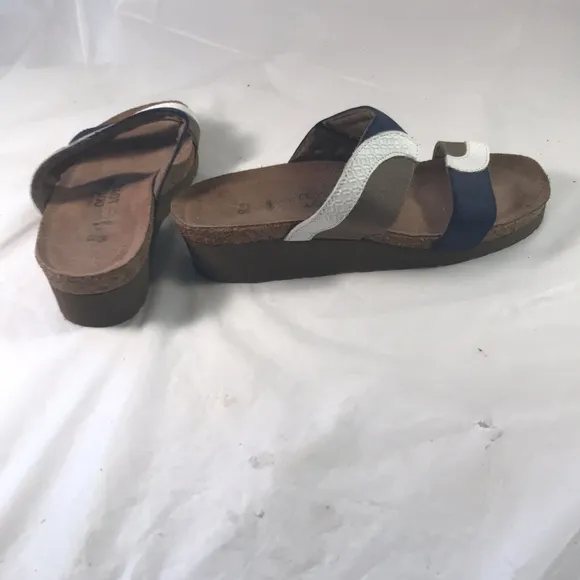Women’s Noat Frankie White Diamond/Blue/Khaki Slip On Slide Sandals