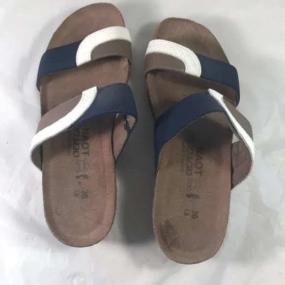 Women’s Noat Frankie White Diamond/Blue/Khaki Slip On Slide Sandals