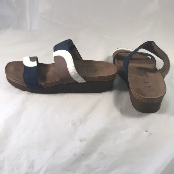 Women’s Noat Frankie White Diamond/Blue/Khaki Slip On Slide Sandals