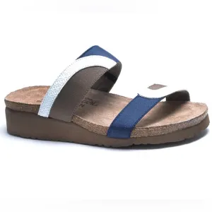 Women’s Noat Frankie White Diamond/Blue/Khaki Slip On Slide Sandals