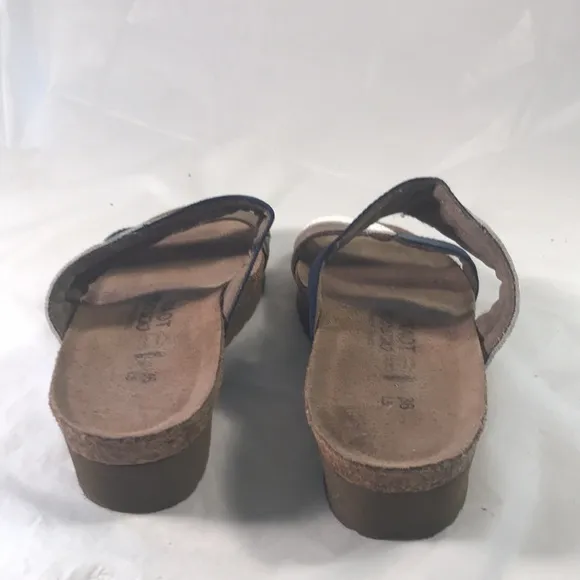 Women’s Noat Frankie White Diamond/Blue/Khaki Slip On Slide Sandals