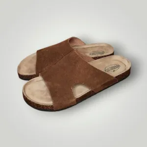 Wood Stock Men's Bert slide Vintage Brand NY Leather Slip on Sandals Brown 11