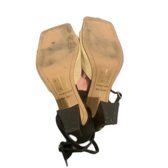 X For Love &amp; Lemons Natalie Heel Sandals Beige Natural Black DOLCE VITA 7.5