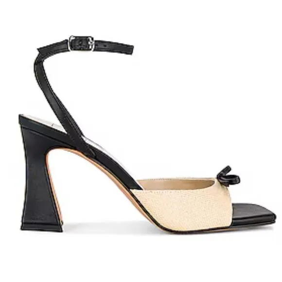 X For Love &amp; Lemons Natalie Heel Sandals Beige Natural Black DOLCE VITA 7.5