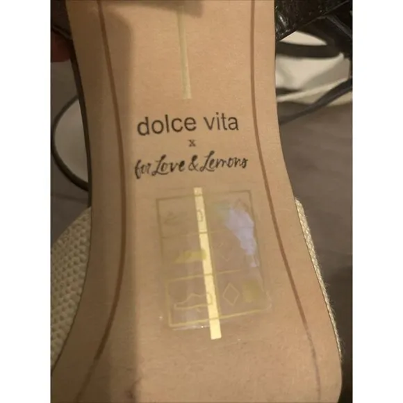 X For Love &amp; Lemons Natalie Heel Sandals Beige Natural Black DOLCE VITA 7.5