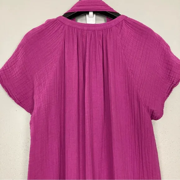 Xirena Savana Cotton Maxi Dress Women’s Size XL Gauzy Pockets Side Slit Hem Belt