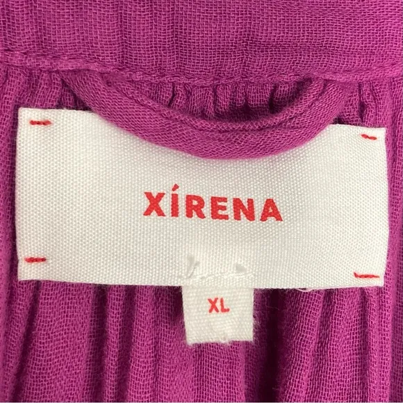 Xirena Savana Cotton Maxi Dress Women’s Size XL Gauzy Pockets Side Slit Hem Belt