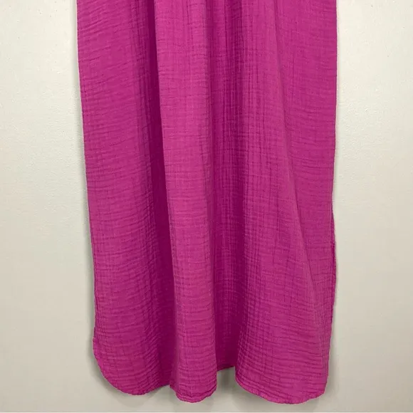 Xirena Savana Cotton Maxi Dress Women’s Size XL Gauzy Pockets Side Slit Hem Belt