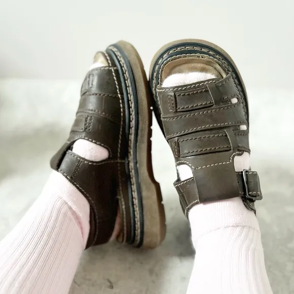 Y2K 90s Vintage Faded Glory 9 Fisherman Chunky Platform Buckle Sandals Greek