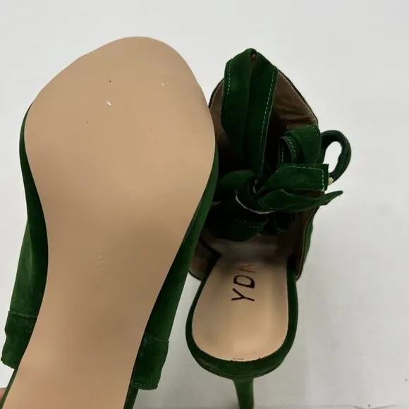 YDN Green Peep Toe Bootie Pumps Slingback High Heels Lace-up Evening Sandals Sho