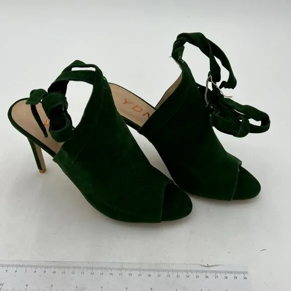 YDN Green Peep Toe Bootie Pumps Slingback High Heels Lace-up Evening Sandals Sho