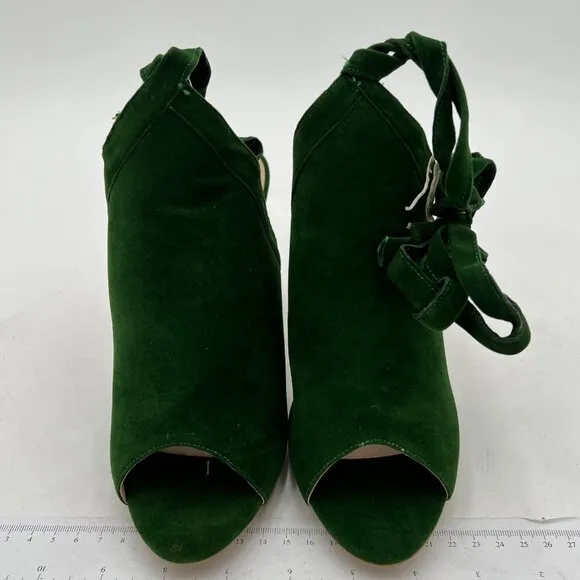 YDN Green Peep Toe Bootie Pumps Slingback High Heels Lace-up Evening Sandals Sho