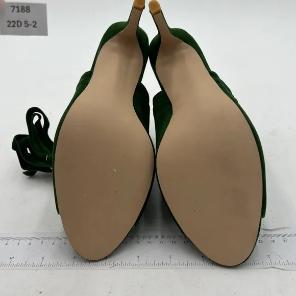 YDN Green Peep Toe Bootie Pumps Slingback High Heels Lace-up Evening Sandals Sho