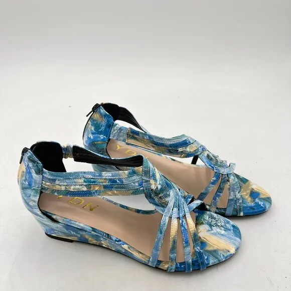 YDN Women Summer Wedge Glitter Sandals Open Toe Rhinestones Cross Over Straps Mi
