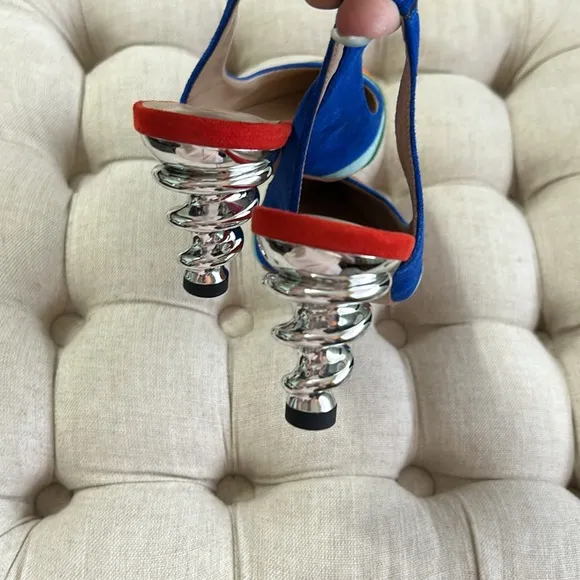 YDN Women's Fashion Metallic Spiral Heel shoes