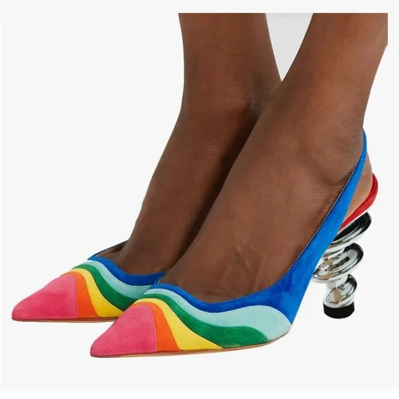 YDN Women's Fashion Metallic Spiral Heel shoes